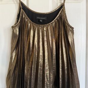 Banana Republic Bronze Metallic Pleated Tank Top